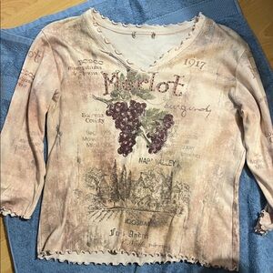 Sonoma Nude Merlot Long Sleeve Tee with Purple Grapes